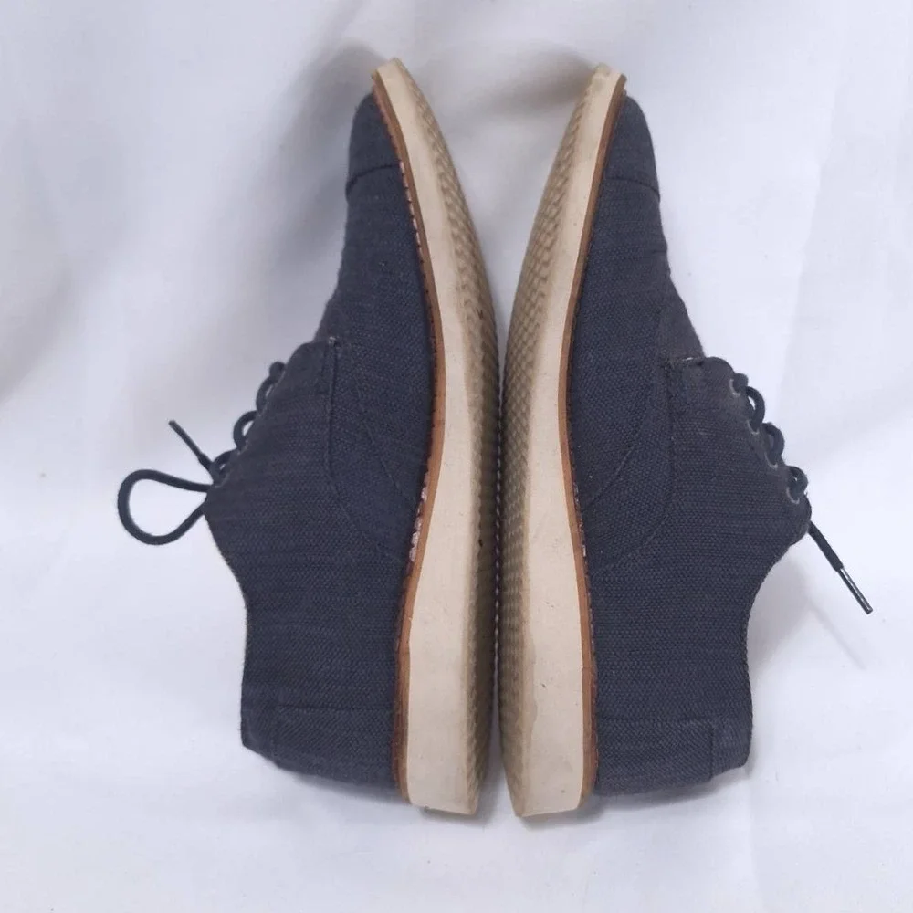 TOMS Brogue Ash Aviator Twill Oxfords Shoes Canvas Denim Mens Sz 9 Blue Lace Up‎